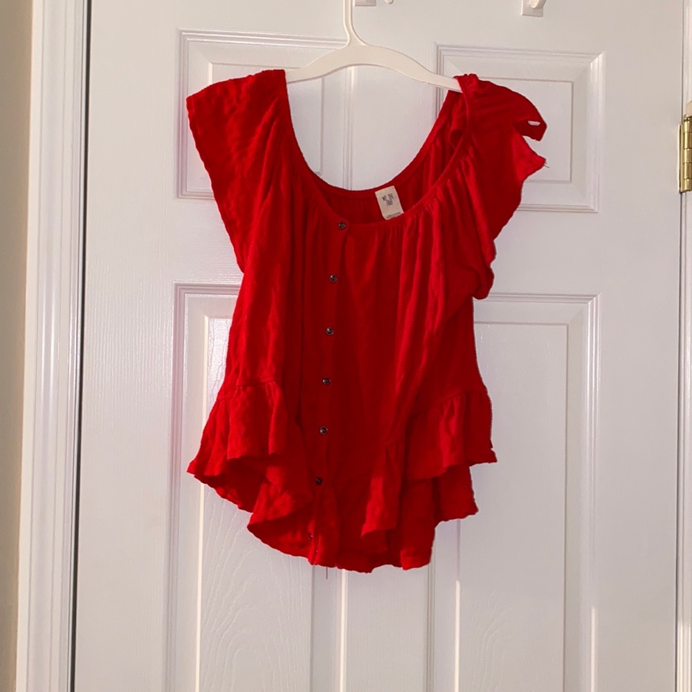 Free People red button down blouse